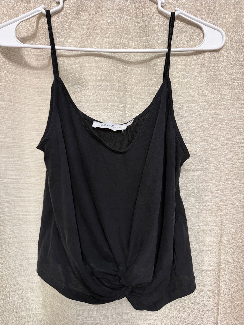 All in Favor Black Draped Knot Front Camisole Tank Top